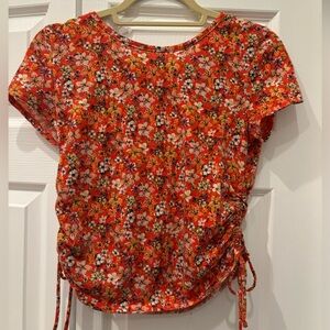 BCX crop top SMALL red floral